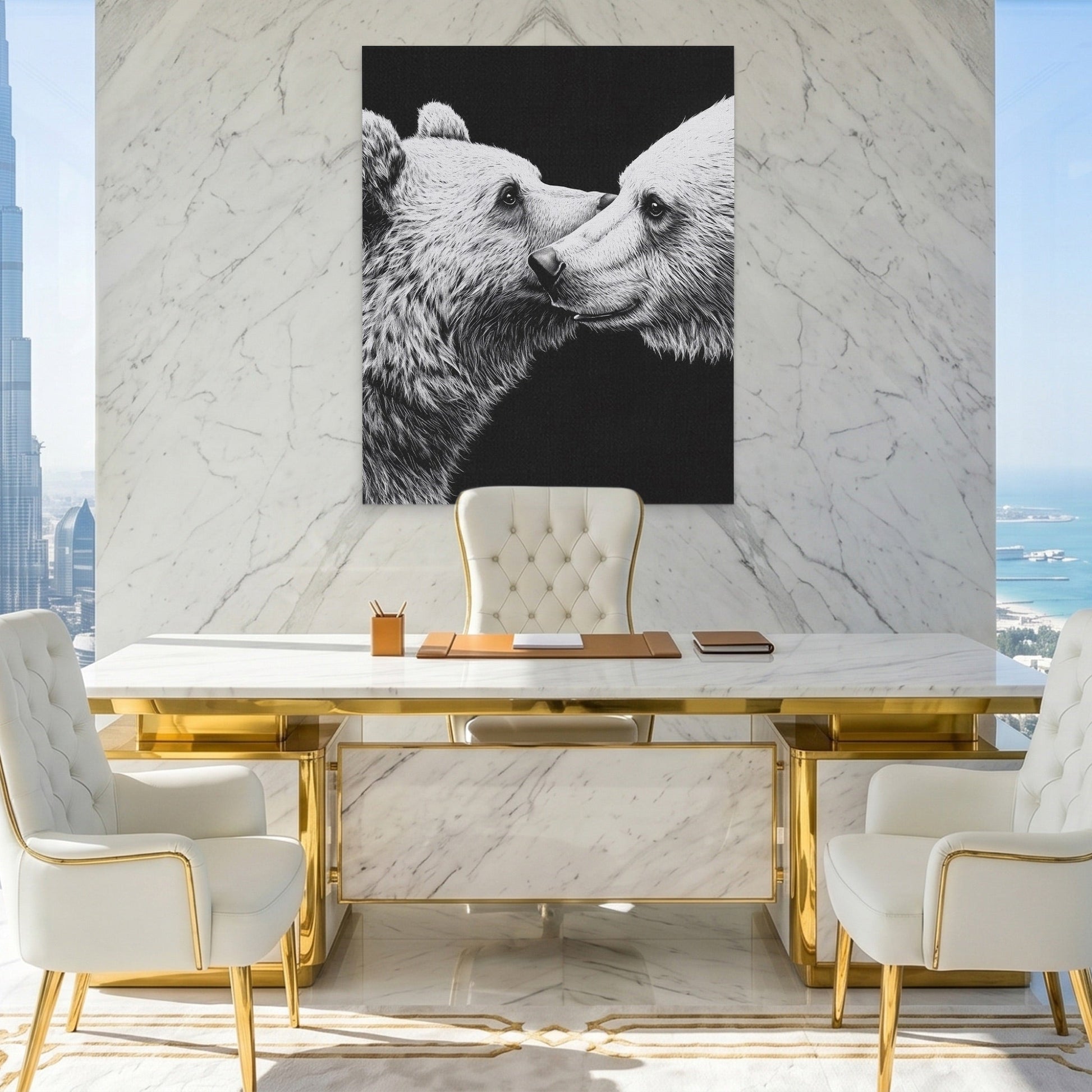 Bears Monochrome Embrace