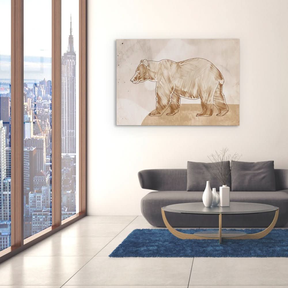 Bear’s Sanctuary - Minimalist Wall Art in Black Frame