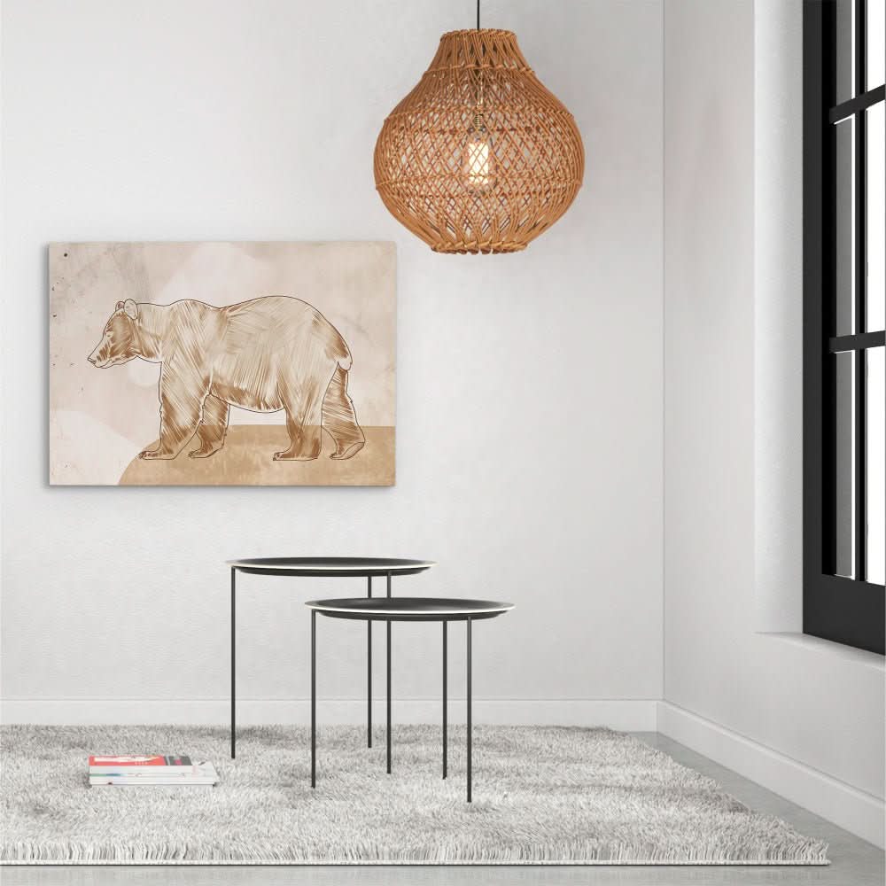 Bear’s Sanctuary - Minimalist Brown Canvas Wall Art