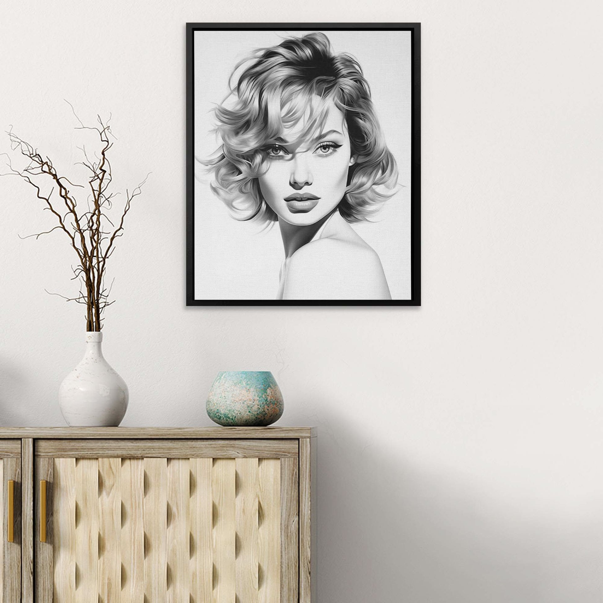Beauties Portrait - Figurative Wall Art in Black Frame