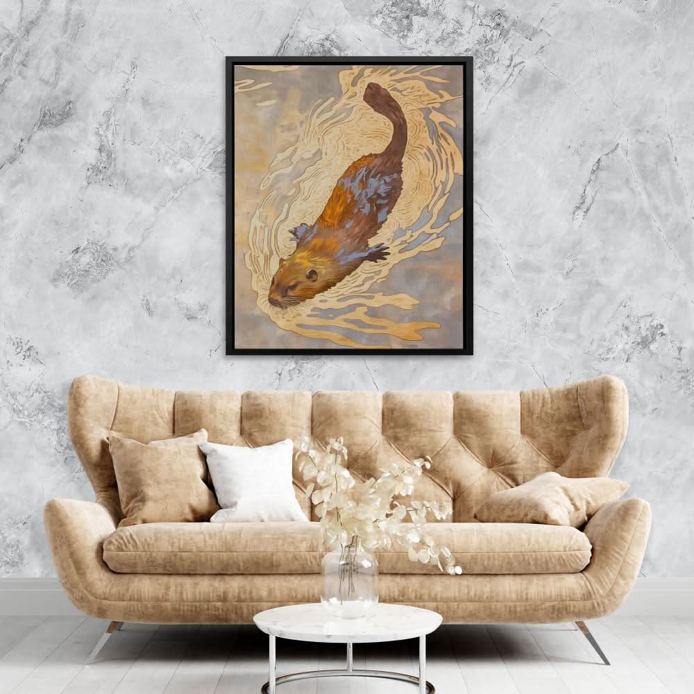 Beaver’s Journey - Blue Wall Art for Living Room