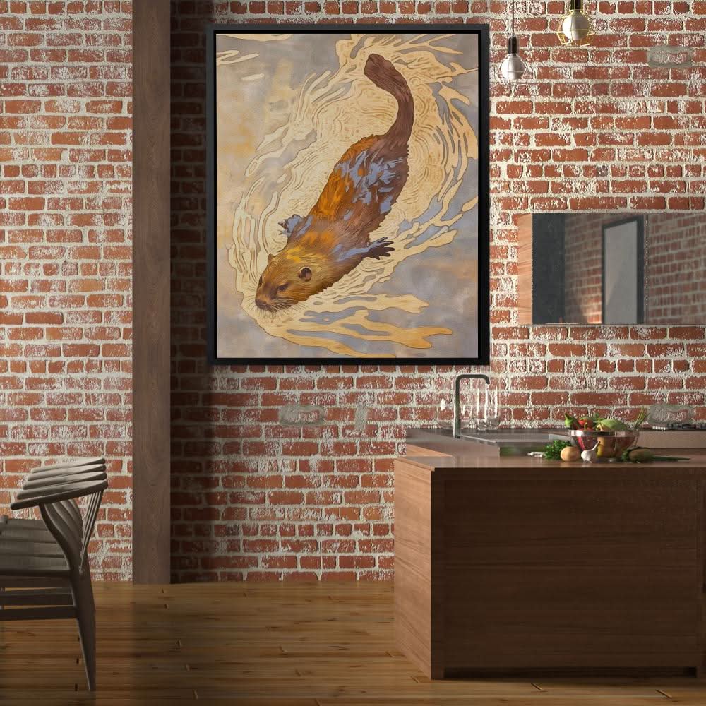 Beaver’s Journey - Beaver Wall Art in Black Frame