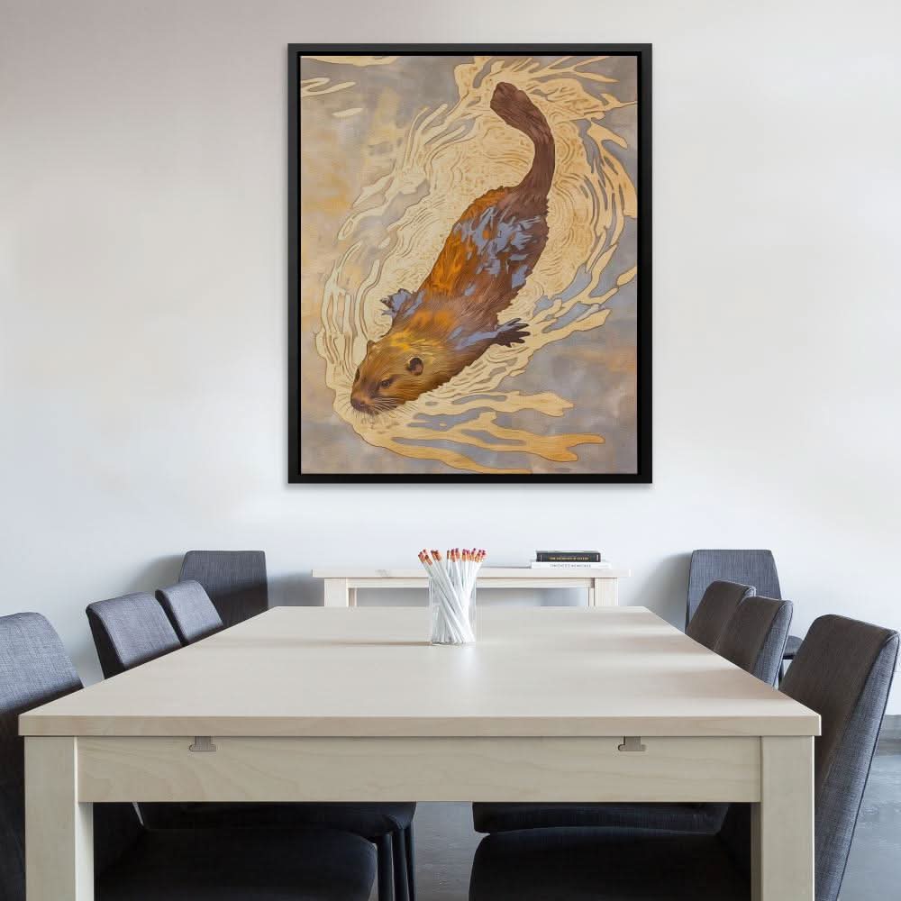 Beaver’s Journey - Blue Beaver Canvas Print