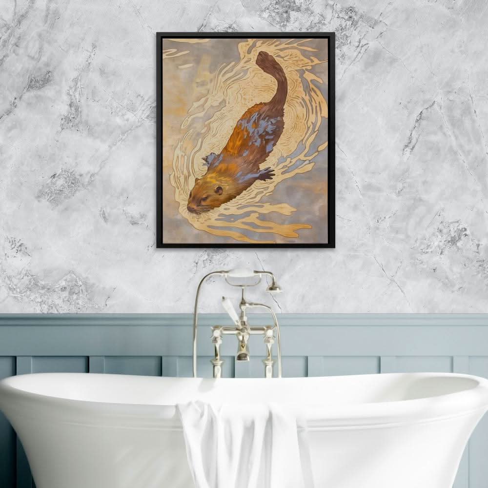 Beaver’s Journey - Blue Canvas Wall Art