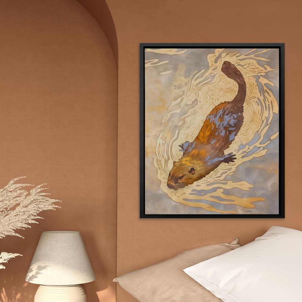 Beaver’s Journey - Wall Art in Black Frame