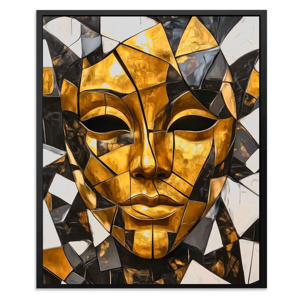 Behind the Mask - Black Gold and White Art for Creative Studio
