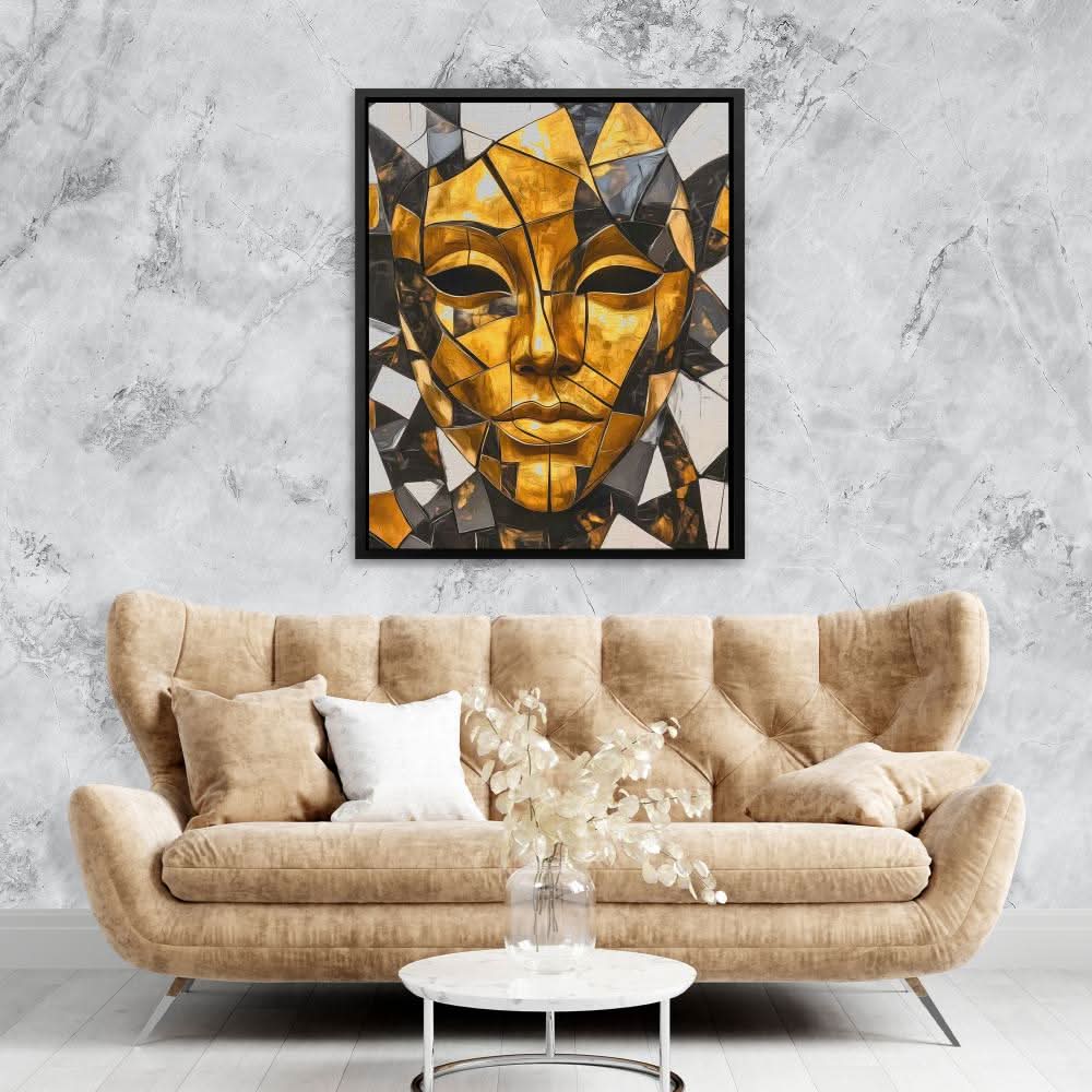 Behind the Mask - Modern Gold Canvas Wall Art