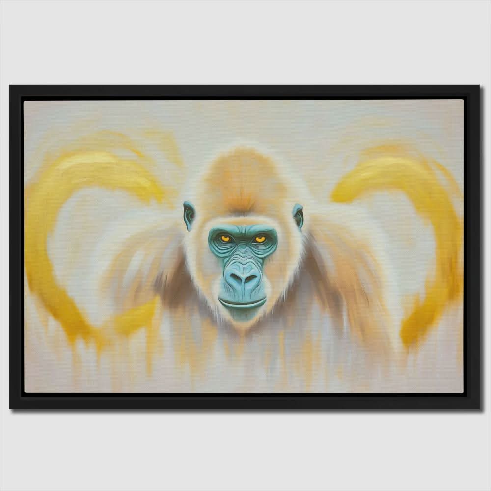 Beige Ape - Gorilla Wall Art in Black Frame