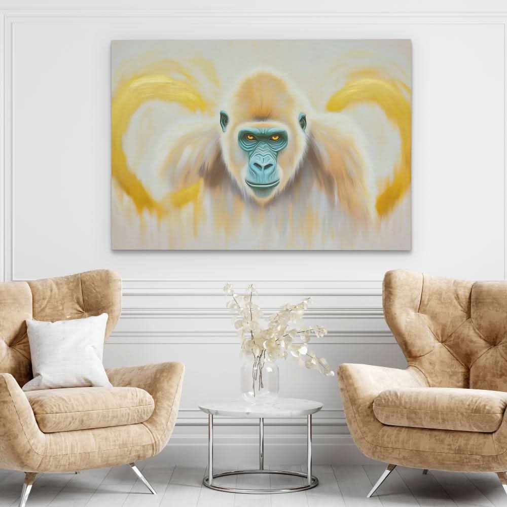 Beige Ape - Modern Blue Canvas Wall Art
