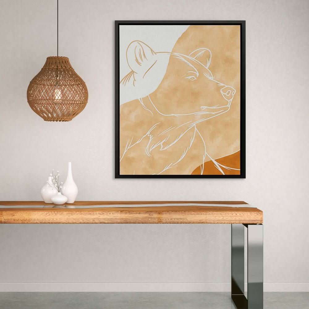 Beige Bear - Bear Wall Art in Black Frame