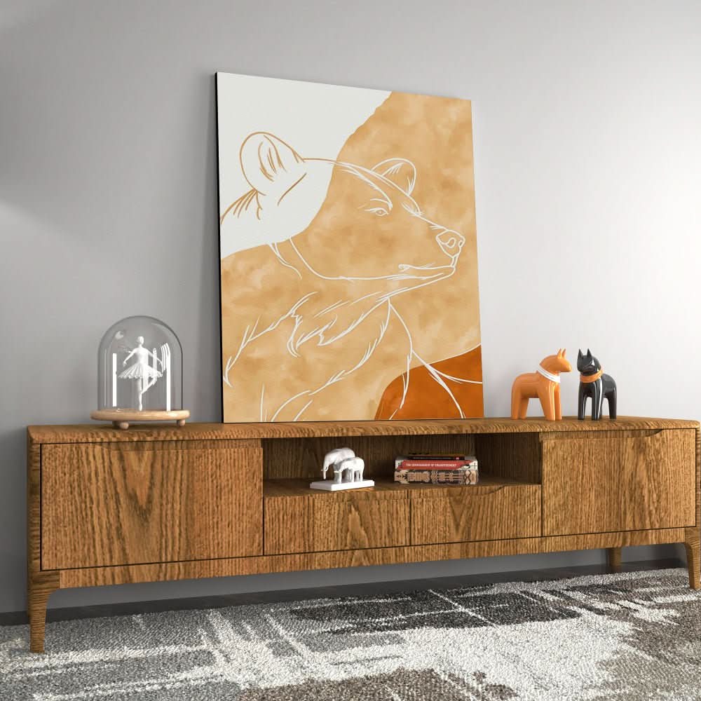 Beige Bear - Large Minimalist Canvas Print