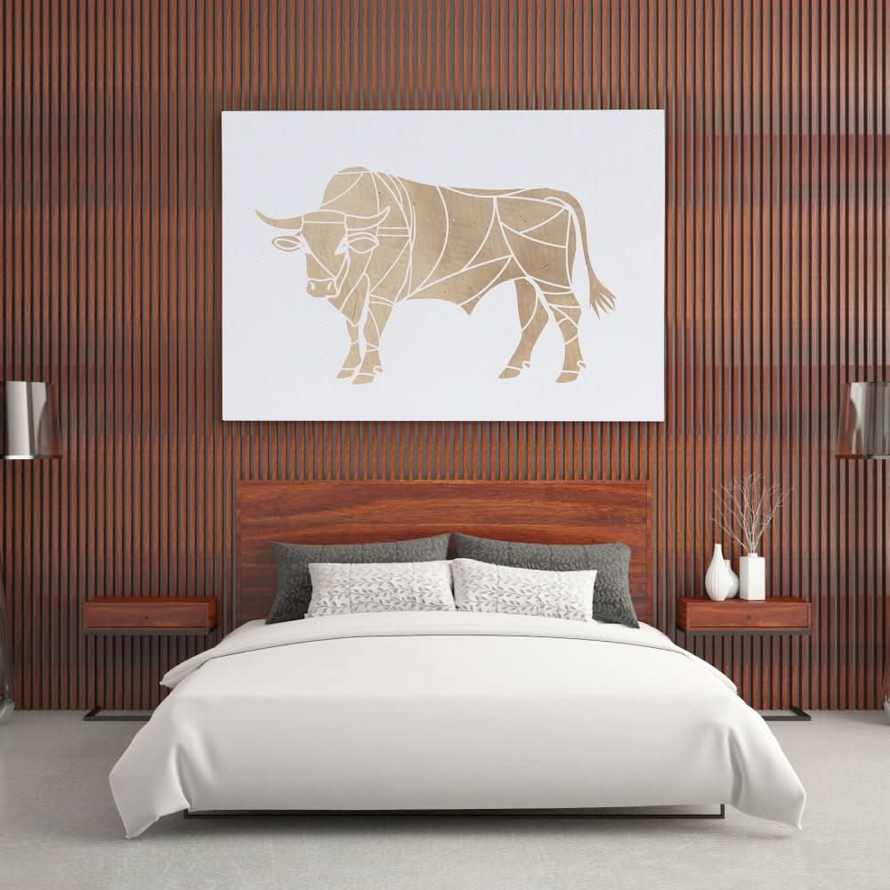 Beige Bull - Large Geometric Canvas Print