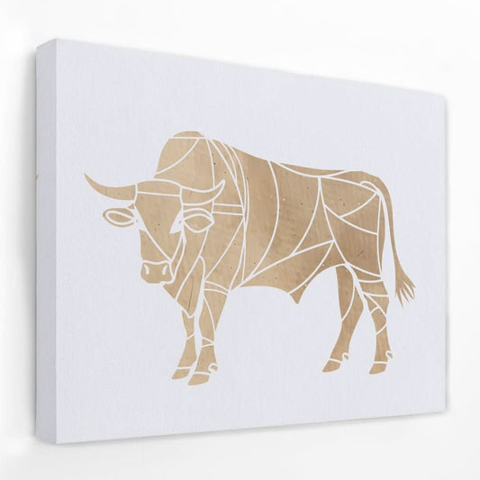 Beige Bull - Animals Canvas Wall Art
