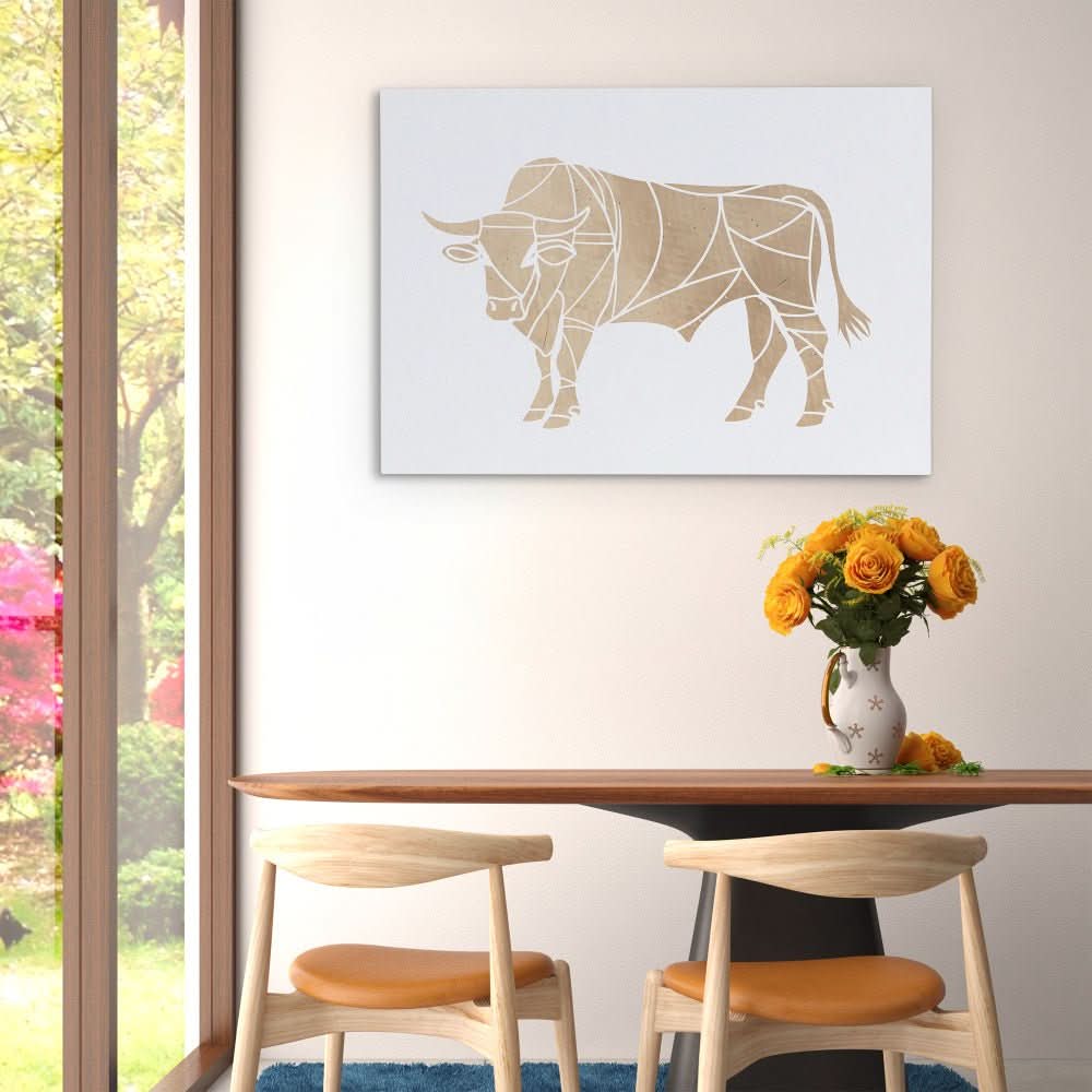 Beige Bull - Beige Wall Art for Home Office