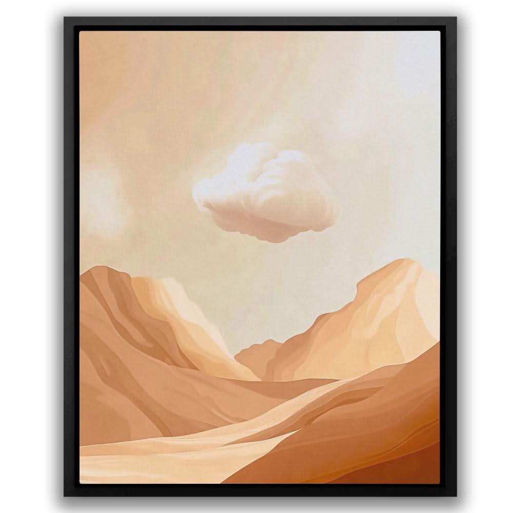 Beige Cloud - Abstract Wall Art in Black Frame