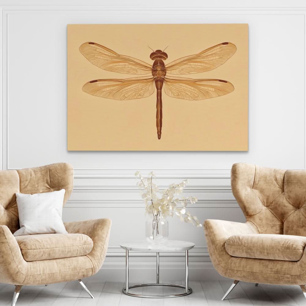 Beige Dragonfly - Animals Art for Bedroom