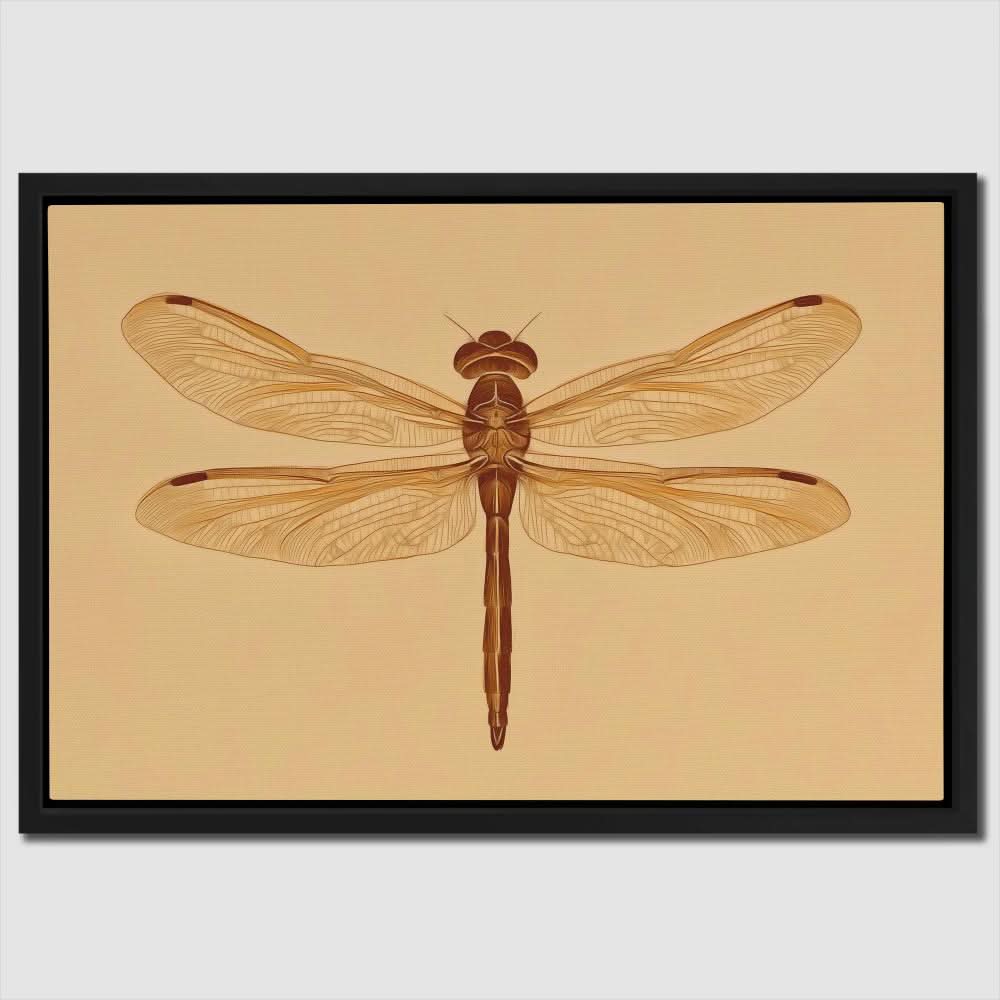 Beige Dragonfly - Minimalist Beige Canvas Wall Art