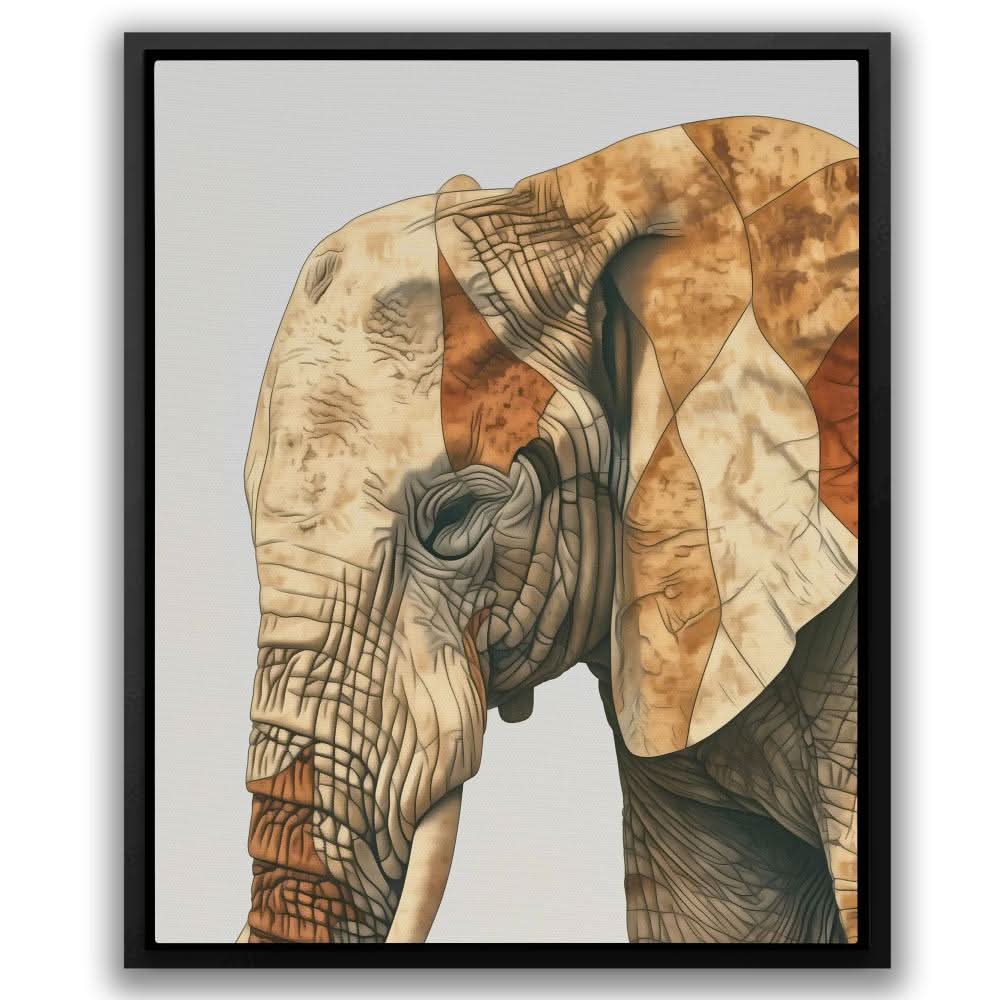 Beige Elephant - Wall Art in Black Frame