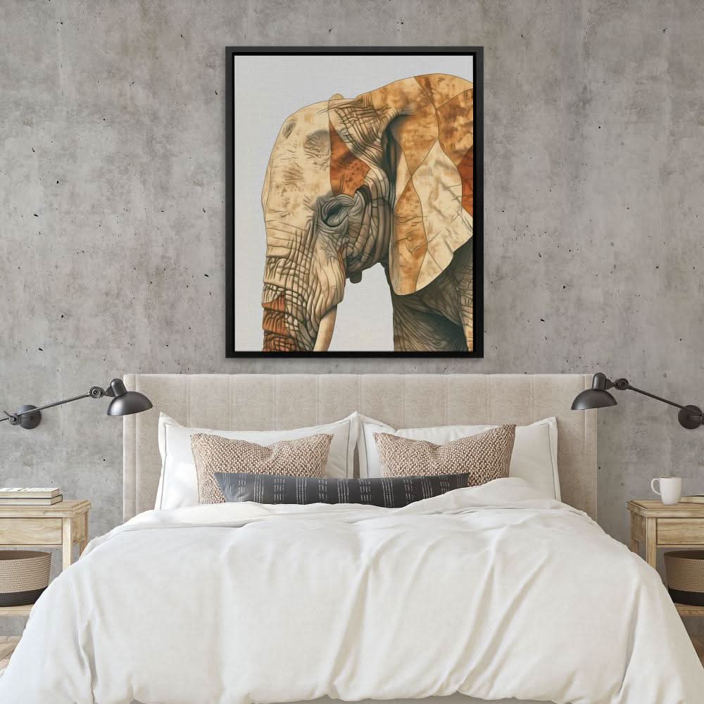 Beige Elephant - Beige Canvas Wall Art