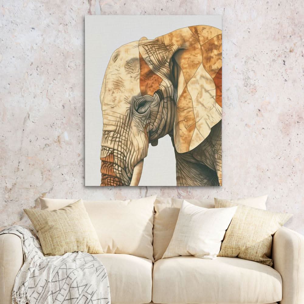 Beige Elephant - Large Canvas Print