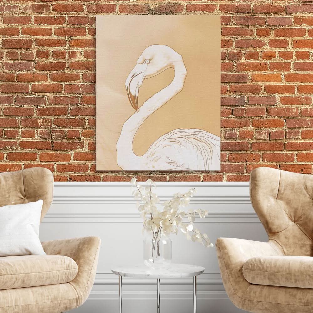 Beige Flamingo - Simple Neutral Canvas Wall Art