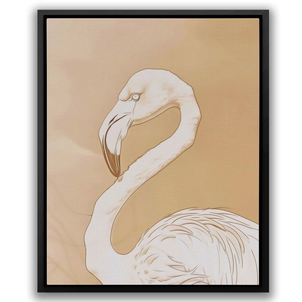 Beige Flamingo - Beige Bird Canvas Print