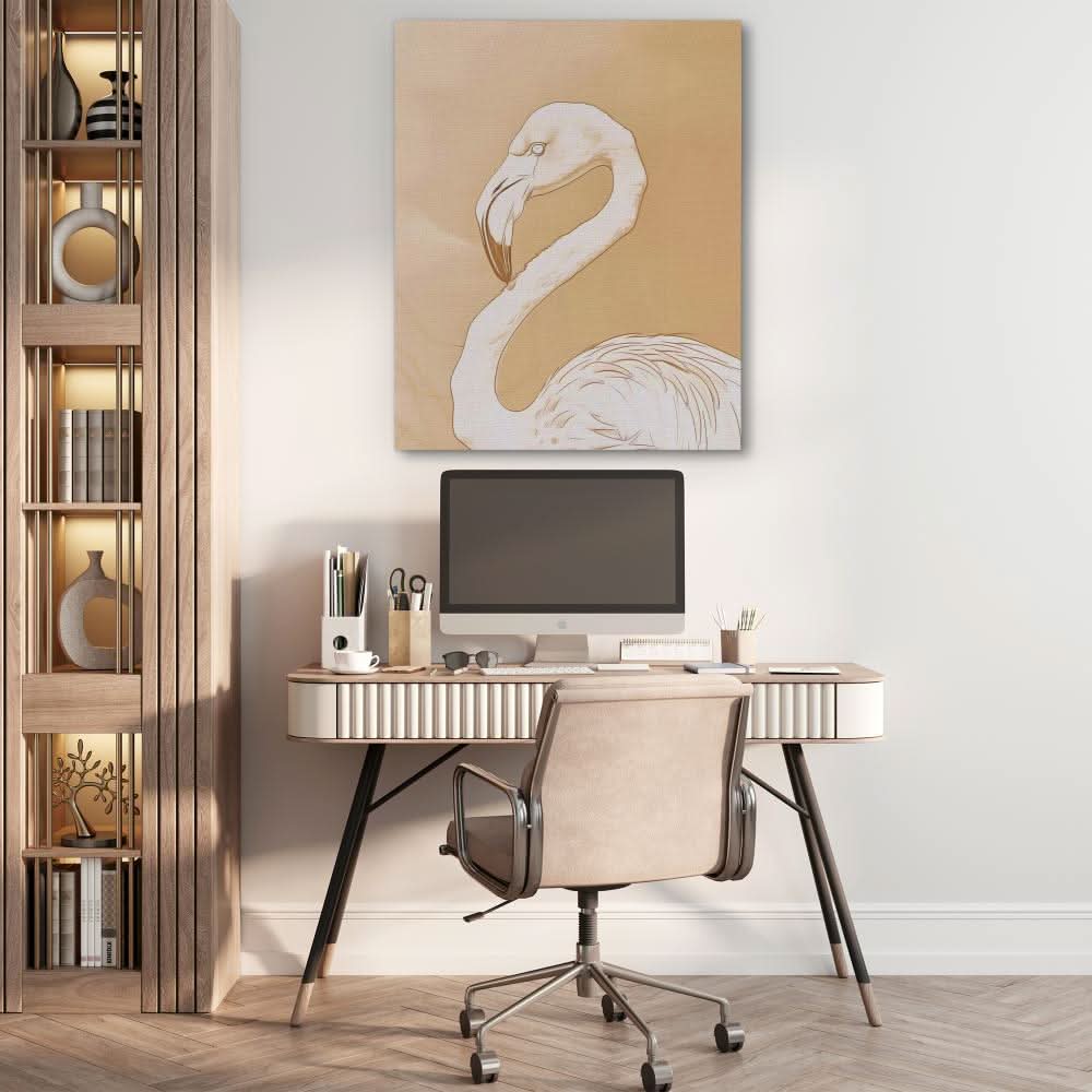 Beige Flamingo - Large Minimalist Canvas Print