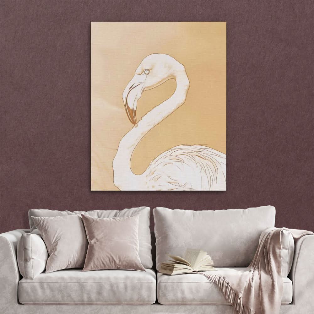 Beige Flamingo - Animals Art for Living Room
