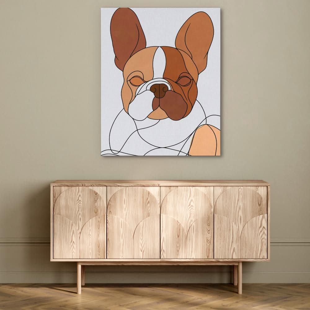 Beige Frenchie - Large Minimalist Canvas Print