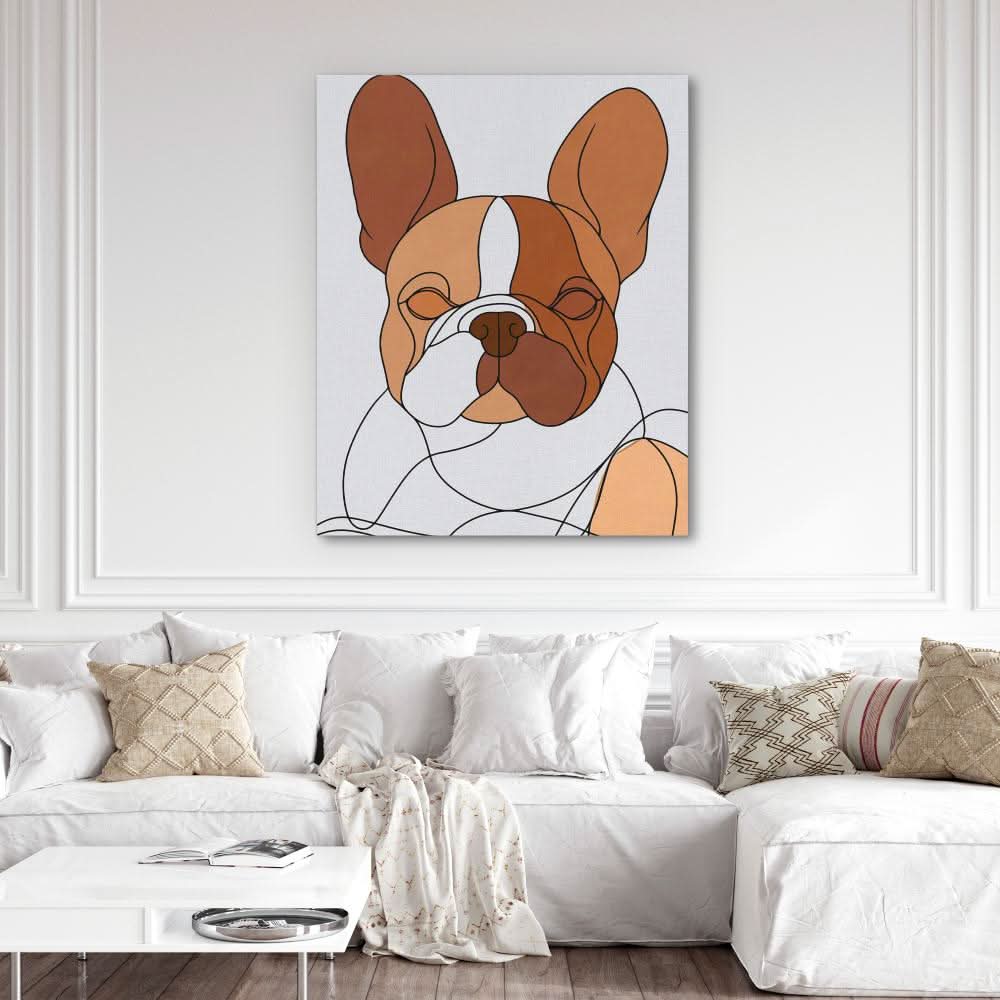 Beige Frenchie - Modern Brown Canvas Wall Art