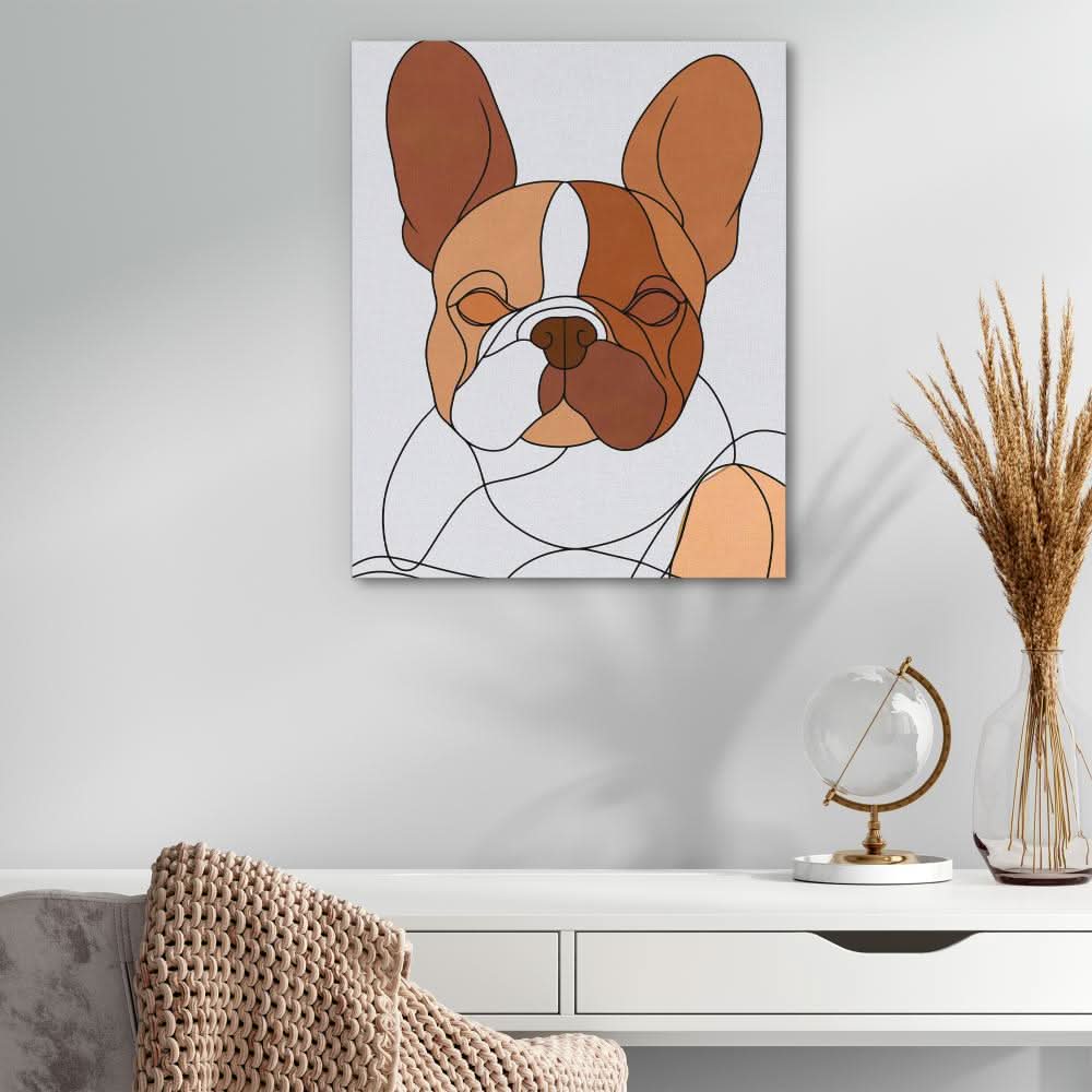 Beige Frenchie - Dog Wall Art in Black Frame