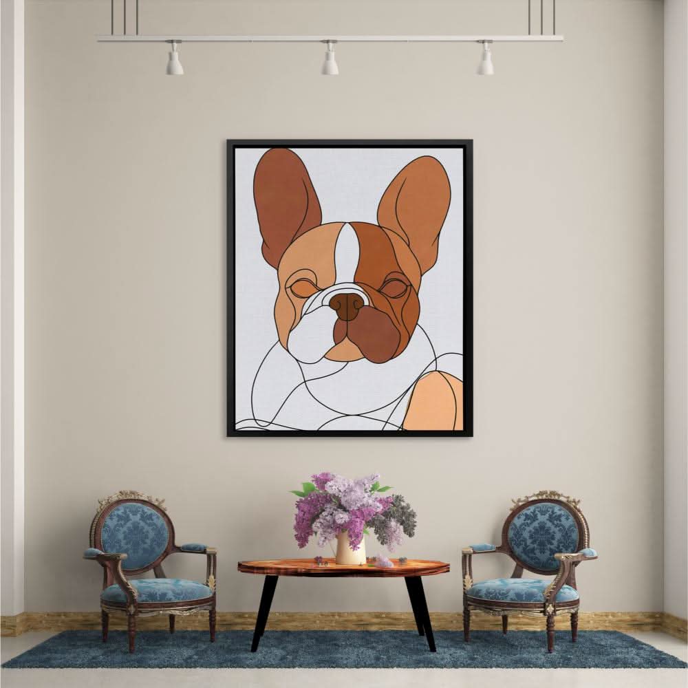 Beige Frenchie - Beige Wall Art for Hallway