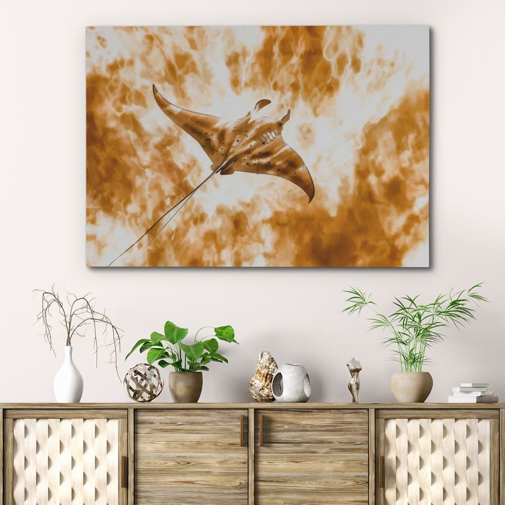 Beige Manta-Ray - Beige Manta Ray Canvas Print