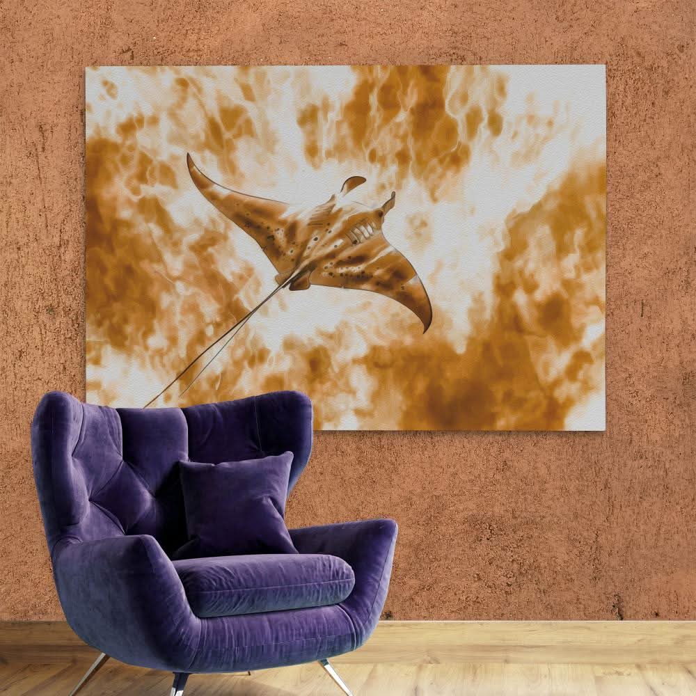 Beige Manta-Ray - Animals Art for Bathroom