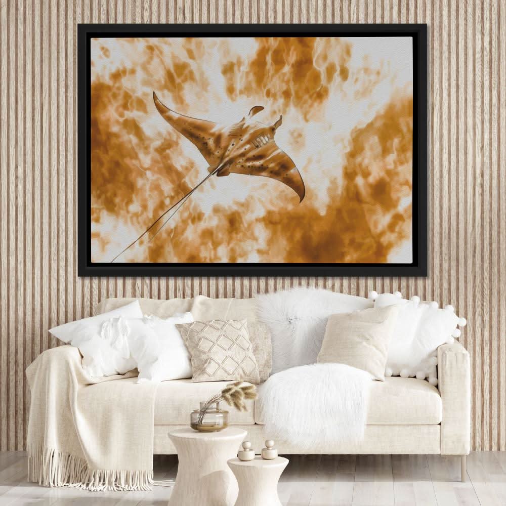 Beige Manta-Ray - Beige Wall Art for Bathroom