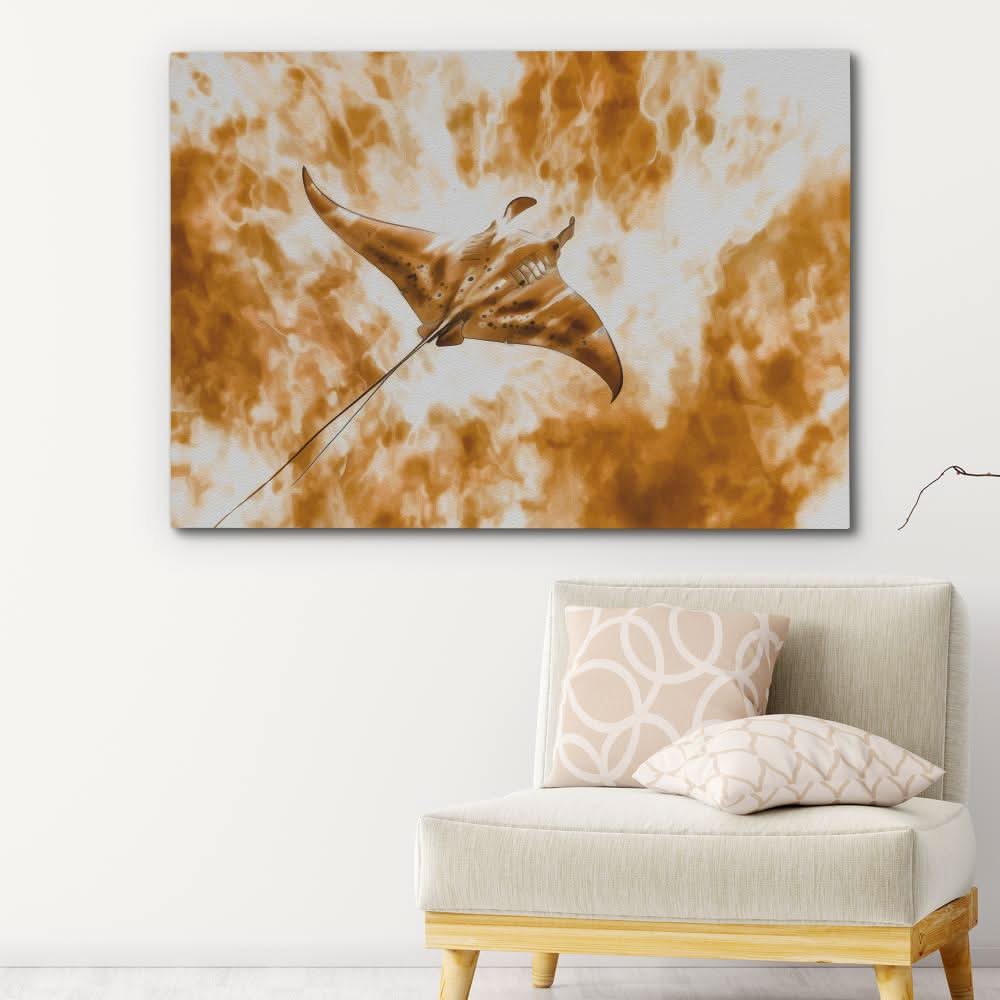 Beige Manta-Ray - Beige Canvas Wall Art