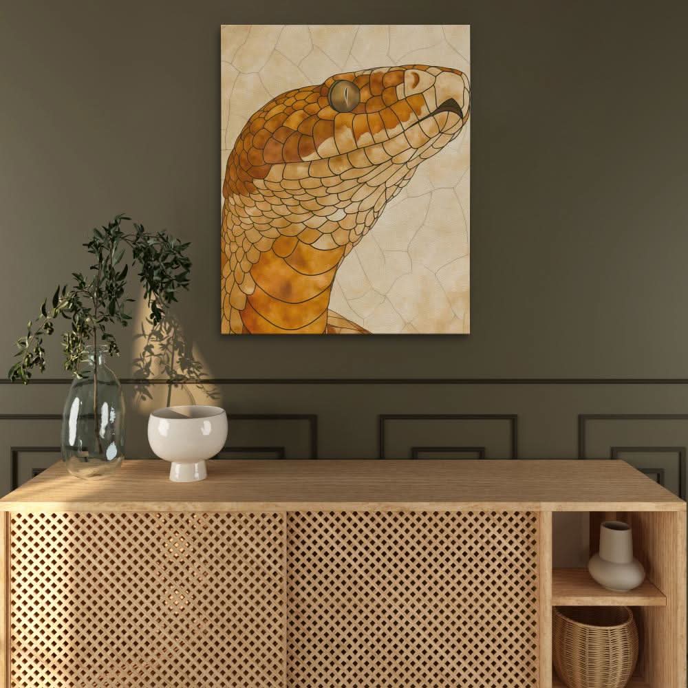 Beige Snake - Wall Art in Black Frame