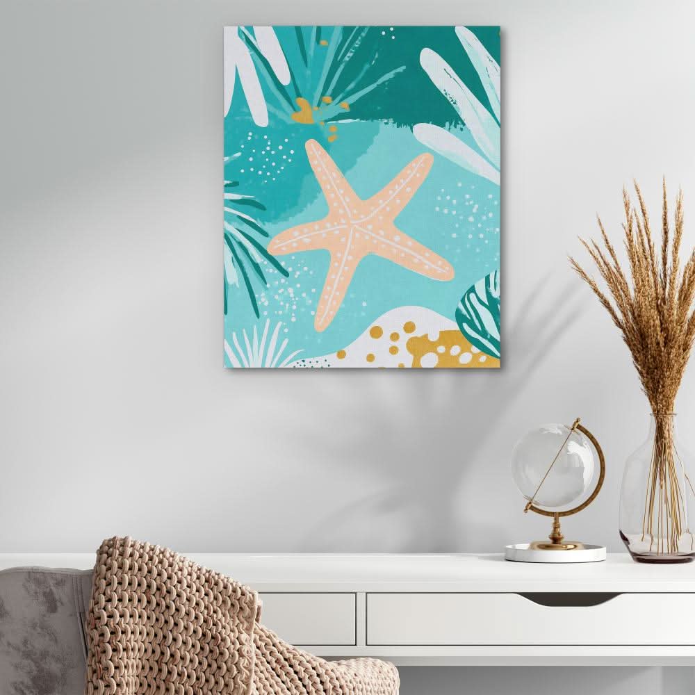 Beneath the Tides - Modern Teal Canvas Wall Art