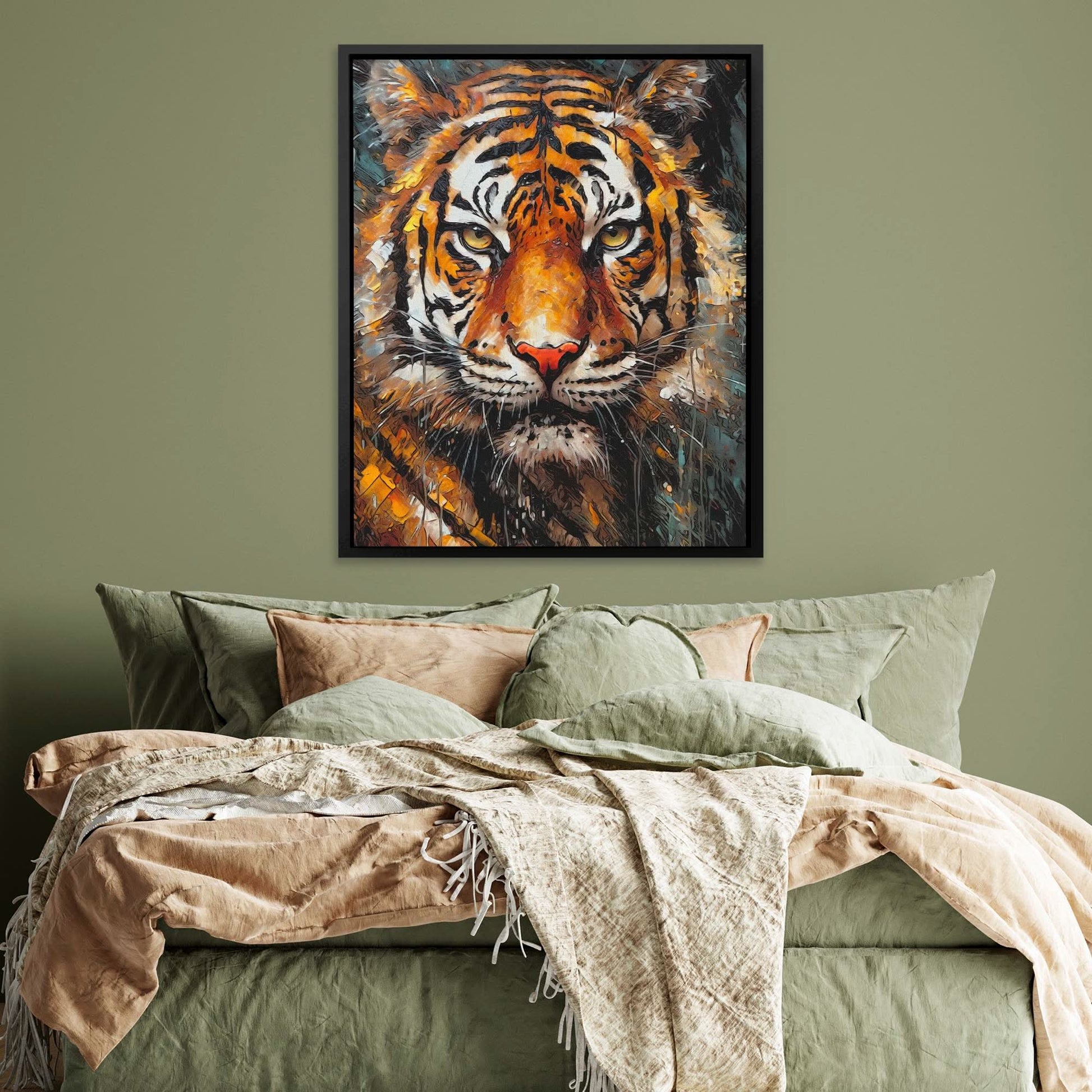 Bengal Stalker - Big Cat Wall Art in Black Frame