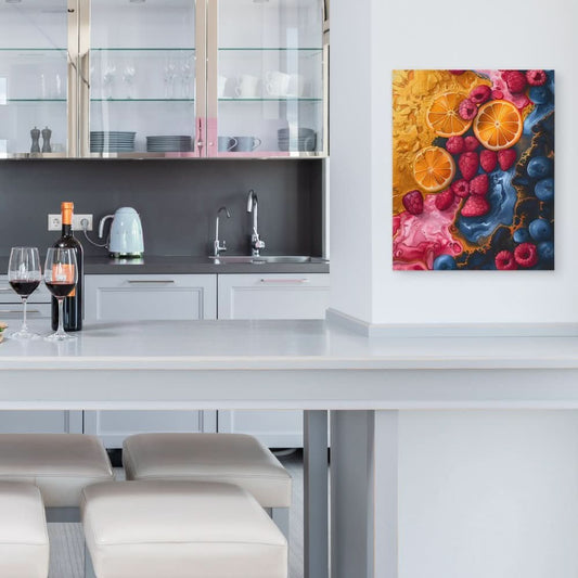 Berry Bliss - Abstract Wall Art in Black Frame