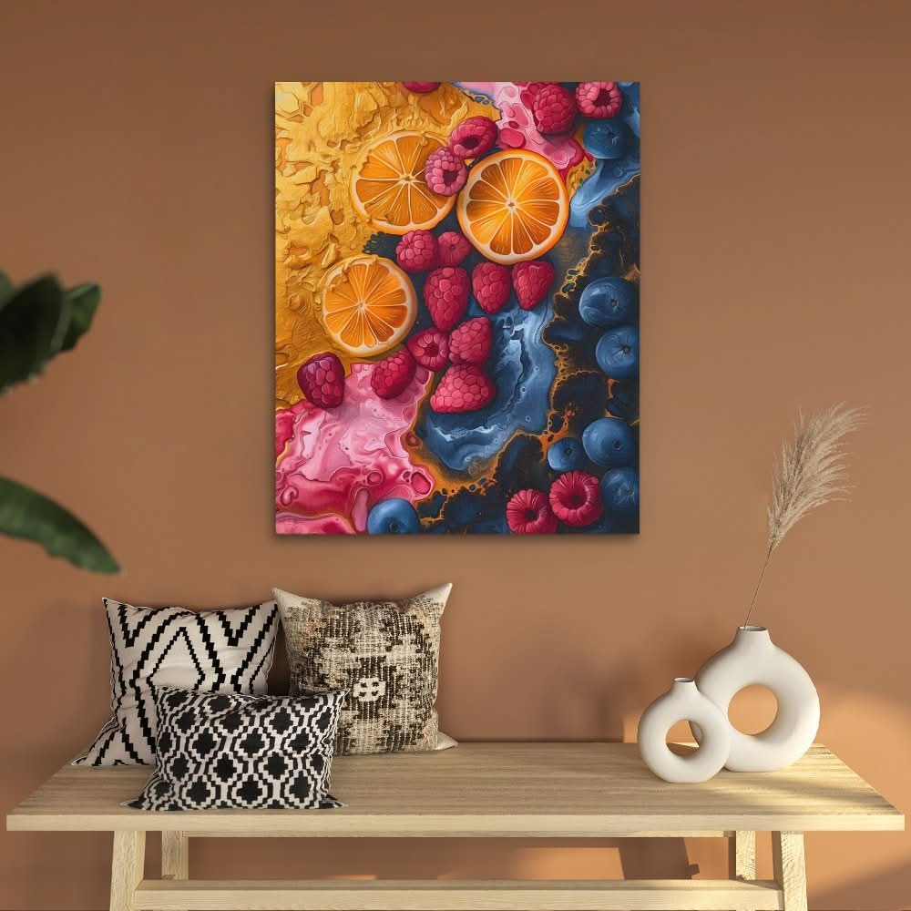 Berry Bliss - Fruit Wall Art in Black Frame