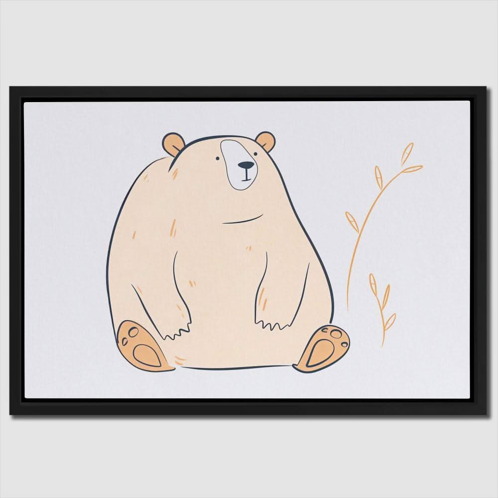 Big Bear Doodle - Minimalist Neutral Canvas Wall Art