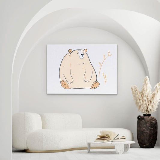 Big Bear Doodle - Minimalist Wall Art in Black Frame