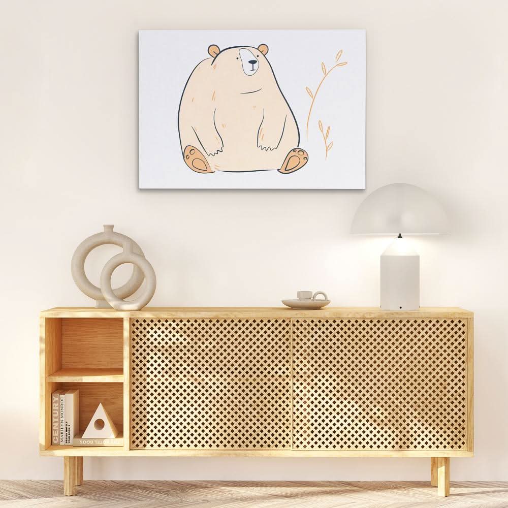 Big Bear Doodle - Neutral Bear Canvas Print
