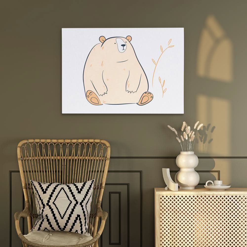 Big Bear Doodle - Large Minimalist Canvas Print
