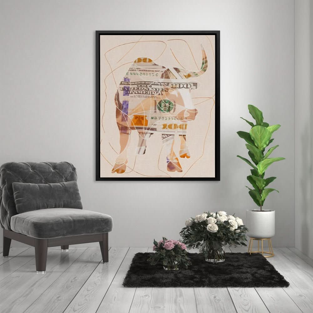 Big Bucks - Beige Business Canvas Print