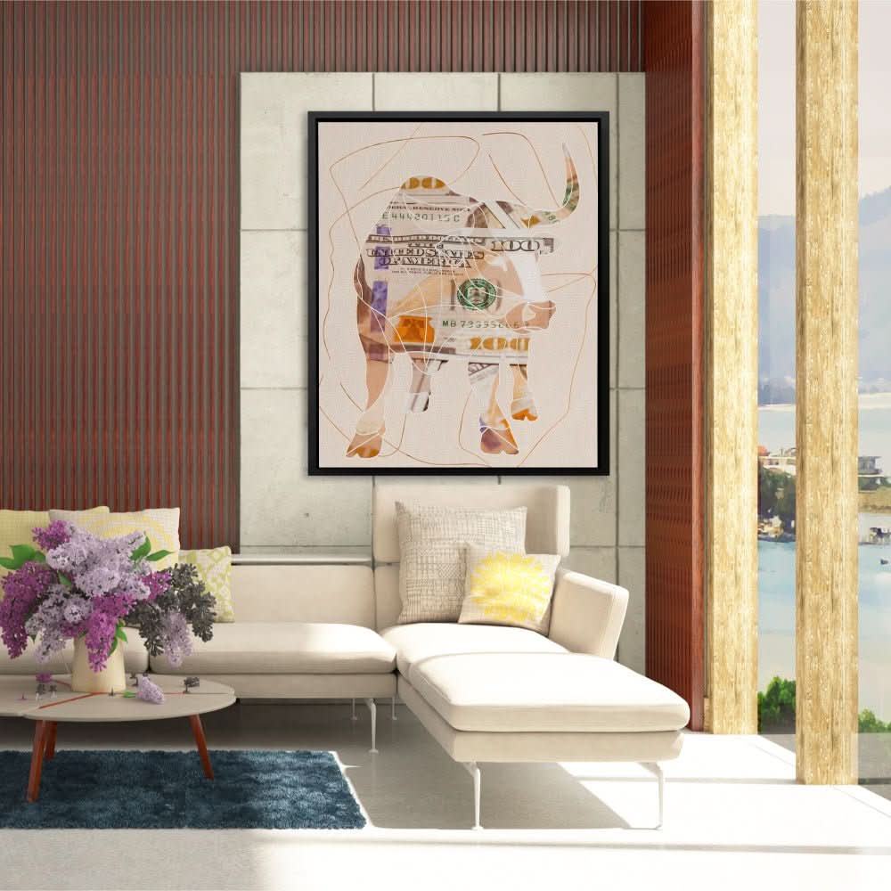 Big Bucks - Minimalist Wall Art in Black Frame