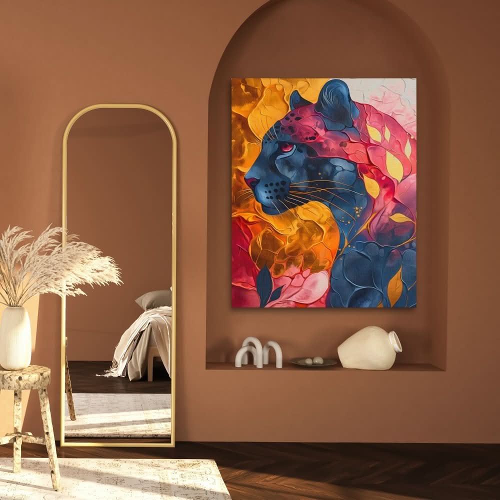 Big Cat Portrait - Modern Wall Art in Black Frame