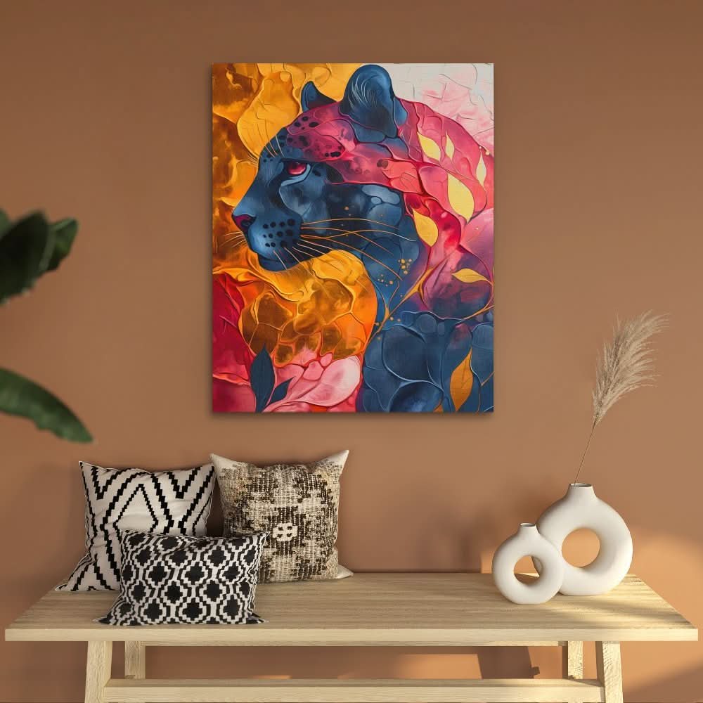 Big Cat Portrait - Modern Colorful Canvas Wall Art