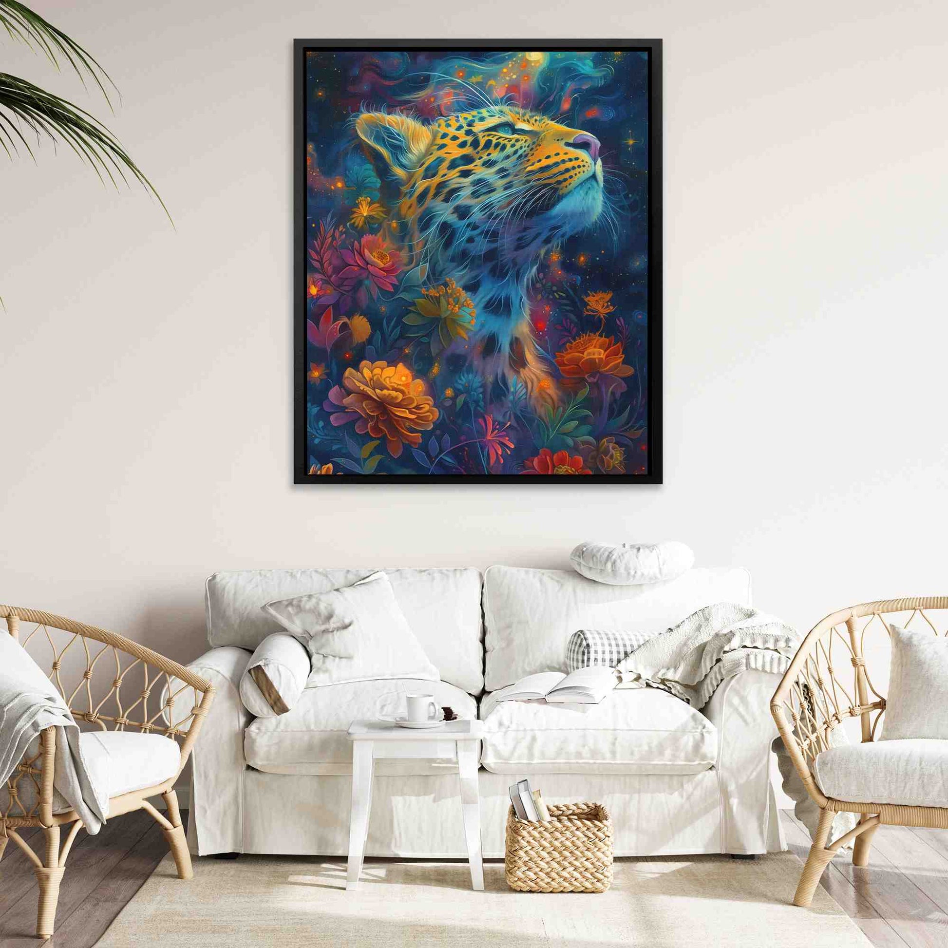 Big Cat Whiskers - Surrealism Blue Canvas Wall Art